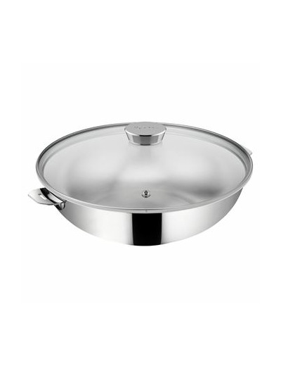 Poele wok inox salvaspazio avec couvercle 26 cm (3.3l)