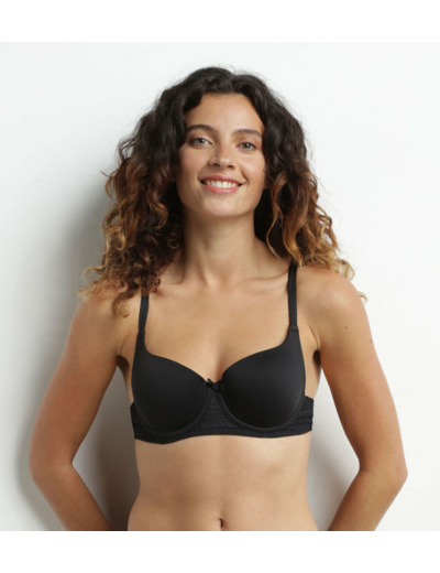Soutien-gorge corbeille en dentelle florale recyclée Noir Sublim
